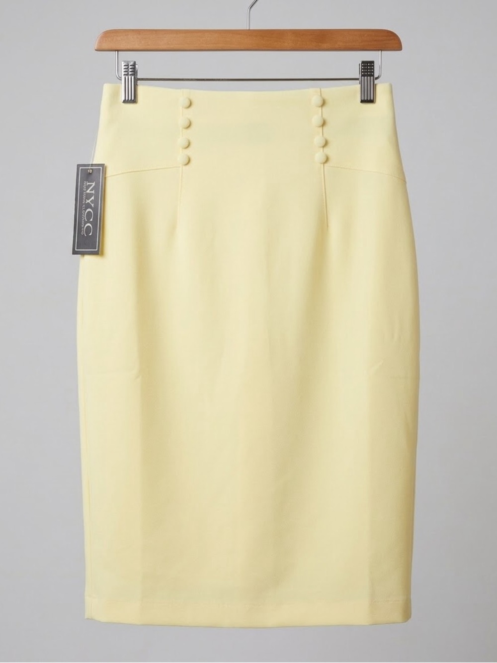 New York & Company Pale Yellow High-Waist Pencil Skirt